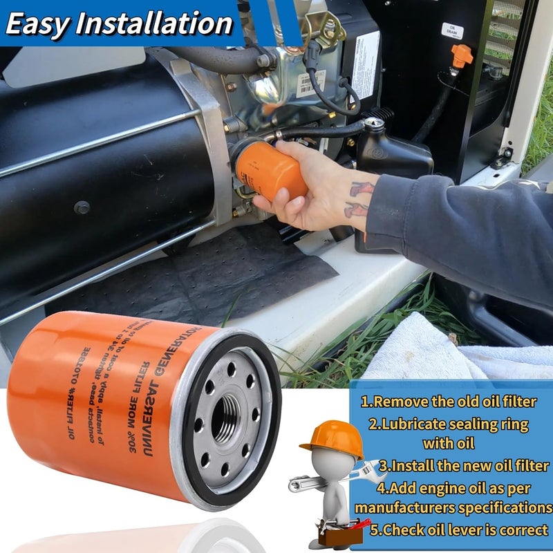 GEATaaT 070185ES Oil Filter Compatible with Generac Guardian 8-24kw Series Air-Cooled Home Standby Generators & Portable Outdoor Generators Replace# 070185E 70185 (5 Pack) - Image 4
